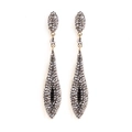 Retro water drop earrings with dark grey rhinestones and black crystals on gold base - Bright Black Antique KC Gold