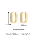 Detailed size chart showing 15.6mm height and 13.3mm width of these crystal earrings - Micro-Pave Square Style (p31689) / 14K Gold