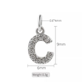 Mikropavé-Zirkon Buchstabe C Anhänger aus Silberkupfer, 9x6mm Detailansicht - Buchstabe C (h-10310)