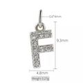 Ciondolo lettera F in zircone micropave argento con dettagli su dimensioni e peso esatti - Lettera F (h-10313)