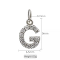 Ciondolo lettera G argentato con micro-pavé di zirconi per gioielli fai da te - Lettera G (h-10314)