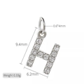 Ciondolo lettera H in argento con zirconi, dimensioni 9,4 mm per 6,2 mm - Lettera H (h-10315)