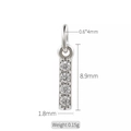 Pendente a barra lucido con zirconi micro-incastonati, lungo 8,9 mm e dal peso di 0,15 g - Lettera I (h-10316)