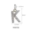 Ciondolo lettera K in argento con zirconi cubici, altezza 9 mm per creazione di gioielli - Lettera K (h-10318)