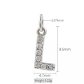 Ciondolo lettera L in zircone cubico micro-pavé finitura argento con dimensioni - Lettera L (h-10319)