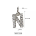 Ciondolo lettera N in argento con zirconi per gioielli fai da te, 8,6 mm - Lettera N (h-10321)
