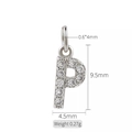 Ciondolo lettera P in argento con zirconi 9,5x4,5mm accessorio per gioielli - Lettera P (h-10323)