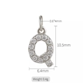 Ciondolo lettera Q in argento con zirconi micro-incastonati per collane e bracciali - Lettera Q (h-10324)