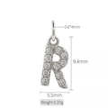 Ciondolo a lettera R in argento con micro-zirconi per bracciali e collane - Lettera R (h-10325)