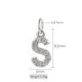 Ciondolo lettera S in argento con zirconi per collane misura 9,5x5mm - Lettera S (h-10326)