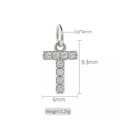 Pendente lettera T argento con zirconi micro-pave per collane e braccialetti - Lettera T (h-10327)