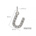 Ciondolo lettera U in argento con zirconi micro-pave per collane e bracciali 9mm - Lettera U (h-10328)