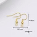 Gold-plated copper French ear hooks, size 21.5x20.6mm with spring and bead details - Brass Style (A498)