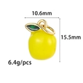 Detailed size specifications for a yellow apple pendant showing 10.6mm width and 15.5mm height - Yellow Apple (ZX239)