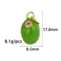 Detailed view of green enamel egg pendant with pink zircon and dimensions 17.8x8.5mm - Egg Gem (ZX240)