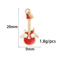 Red enamel electric guitar pendant with wings in 14K gold plated copper for DIY jewelry - Winged Guitar Shape (ZX223)