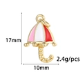 Detail view of 14K gold plated umbrella charm with colorful enamel and dimensions - Umbrella Shape (ZX235)