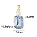 Detailansicht eines hellblauen Edelstein-Goldanhängers mit 33,5 mm Höhe und 10,8 g Gewicht - 14K Gold Hellblaues Rechteck (ZX112)