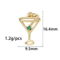 Detailed view of 14K gold-plated cocktail glass charm with green gem, 16.4mm x 9.5mm size - Juice Glass Shape (ZX332)