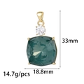 Vergoldeter rechteckiger smaragdgrüner Zirkon-Halskettenanhänger mit Maßen 33 mm mal 18,8 mm - 14K Gold Pfauengrünes Kissen (ZX113)