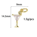 Detailed 14K gold plated cocktail glass pendant with zircon and dimensions 14.5x9mm - Crystal Glass Shape (ZX333)