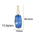 Vergoldeter Anhänger mit blauem Edelstein, Maße 38,5 mm x 13 mm und 15,2 g Gewicht - 14K Gold Saphirblaues Oktagon (ZX114)