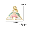 Detail van 13mm regenboog emaille hanger met gouden plating en afmetingen voor sieraden - Regenboog (ZX207)