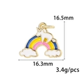Regenboog eenhoorn hanger maattabel 16.5x16.3mm met gouden rand en emaille details - Regenboog Eenhoorn (ZX208)