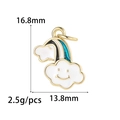 Detail van afmetingen van schattige wolk regenboog hanger met smiley, 16,8mm x 13,8mm - Lachende Regenboogwolk (ZX209)