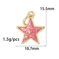 Pendentif étoile rose pailleté avec cadre doré et dimensions pour bijoux DIY - Étoile Rose à Paillettes (ZX214)