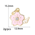Pendentif fleur de cerisier avec ailes et cristal pour bijoux DIY 15,2mm - Fleur de Cerisier en Strass (ZX215)