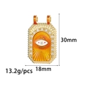 Macro detail van gouden tarot hanger met oranje emaille en afmeting van 30x18mm - Oranjegeel Strass Boze Oog (14K Goud ZX292 Oranjegeel)