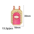Gedetailleerde weergave van roze tarot hanger met afmetingen van 30 mm hoog en 18 mm breed - Roze Strass Boze Oog (14K Goud ZX292 Roze)
