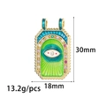 Detail van vergulde tarot hanger met groen emaille en het boze oog ontwerp - Groene Strass Duivelsenoog (14K Goud ZX292 Groen)