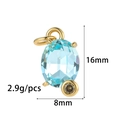 Oval light blue gemstone pendant with gold metal setting and cubic zirconia for DIY jewelry - Oval Style (ZX097) / Blue