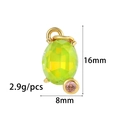 Gold oval neon yellow zircon pendant with pink stone detail, dimensions 16x8mm - Oval Style (ZX097) / Green