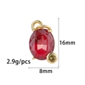 Detailed close-up of oval red cubic zirconia pendant with gold plating and 16mm height - Oval Style (ZX097) / Grape Purple
