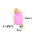Detalle del colgante de circón rosa óvalo con baño de oro y medidas 16x8mm - Estilo Ovalado (ZX097) / Rosa Agua