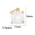 Colgante elegante 16x11mm de piedra preciosa con engaste de estrella dorada y circón - Estilo Estrella Cuadrada (ZX099) / Blanco