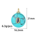 Spherical turquoise stone pendant with purple gem inlay and golden metal finish - Teal Spherical Style (ZX316) / 14K Gold