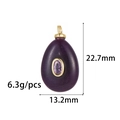 Purple teardrop stone pendant with zircon inlay and gold-plated bail, 22.7mm x 13.2mm - Purple Teardrop Style (ZX317) / 14K Gold