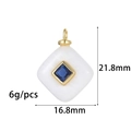Square natural stone pendant with blue zircon in gold frame measuring 21.8mm by 16.8mm - White Square Style (ZX318) / 14K Gold