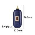 Pendentif en lapis-lazuli avec pierre rouge montrant les dimensions 30,2mm par 12,2mm - Style Rectangle Bleu (ZX320) / Or 14 carats