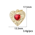 Golden heart pendant with hammered texture and red enamel inlay for jewelry making - Textured Red Heart Style(ZX188)