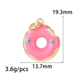 Pink donut charm with bite design and blue dots for DIY necklaces and earrings - Pink Bite Style (ZX224)