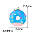 Cute blue donut pendant with pink sprinkles and golden loop for jewelry making - Bright Blue Sugar Needle Style (ZX225-1)