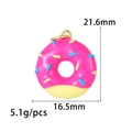 Cute pink donut charm with colorful sprinkles and gold ring for DIY jewelry making - Pink Sugar Needle Style (ZX225-3)