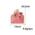 Pink glitter envelope pendant with red hearts for DIY jewelry making 18.2x14mm - Envelope Heart Pendant (ZX172 Pink)