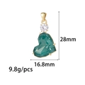 Grüner Herz-Kristallanhänger mit Goldbasis und weißem Zirkon, 28mm Länge, Schmuck DIY - Stil ZX109 / Malachitgrün