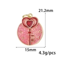 Roze glitter hart sleutel hanger in goudlegering voor DIY ketting sieraden maken - Hart Sleutel Ronde Hanger (ZX179)